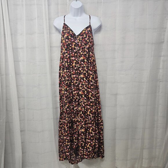 Mossimo Dress Babydoll Maxi Pink Black Floral Boho Festival Sleeveless M - Picture 9 of 9